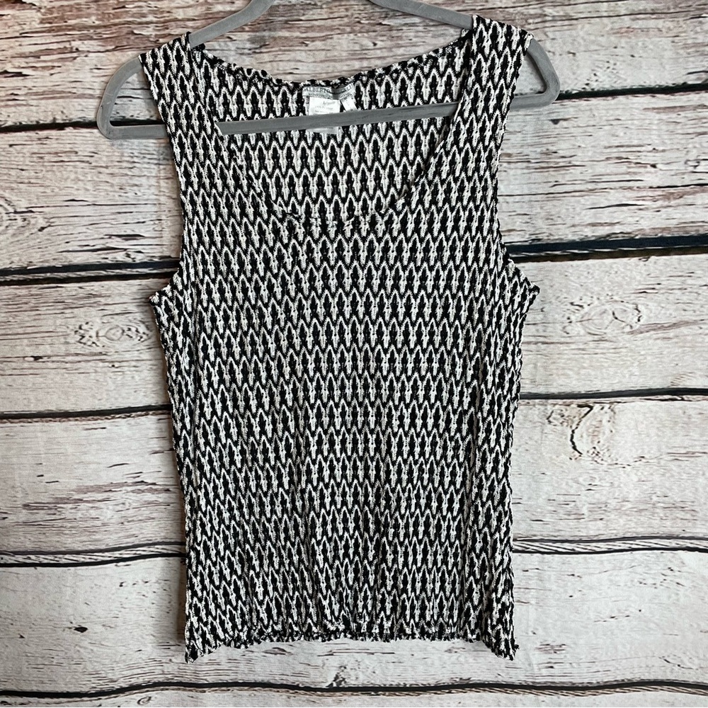 Alberto Makali Sleeveless Woven Tank Top Black & White Tagged Large ~ Fits Small